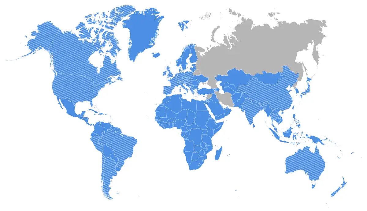 Worldmap of Europ assistance presence